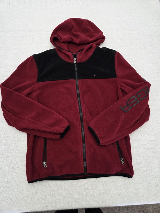 Tommy Hilfiger Other - Tommy Hilfiger Maroon and Black Hooded Fleece Jacket